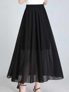 plus size chubby girl skirt 200kg women's spring and summer slim A- line skirt plus fat plus size belly-covering long skirt