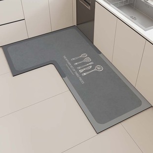 Kitchen floor mat is easy to take care of L-shaped wear-resistant diatom mud floor mat simple wind household absorbent non-slip mat a generation of hair