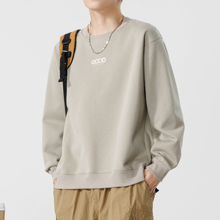 Sweater men's autumn and winter new youth fashion brand letter printed round neck men's top casual retro bottoming shirt men