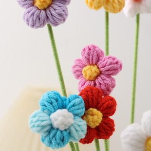 Wool Flower Single Small Puff Handmade Knitted Flower Multi-head Puff Tanabata Gift Mother's Day Teacher's Day Gift