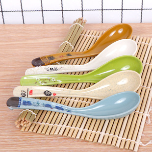 Rice Noodle Spicy Hot Food Shop Soup Spoon Restaurant Ramen Spoon Night Market Push Porcelain Melamine-like Spoon