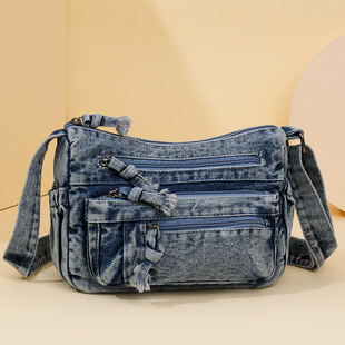 Denim Bag Women's 2024 New Fashion Middle-aged Women's Mother Bag Large Capacity All-match Shoulder Crossbody Bag Trendy