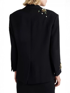 Autumn and Winter European and American Niche Fashion Brand Handmade Beaded Light Luxury Suit Jacket + Skirt suit