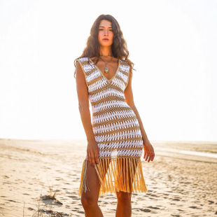 Vacation Fringe Covered Crochet Dress