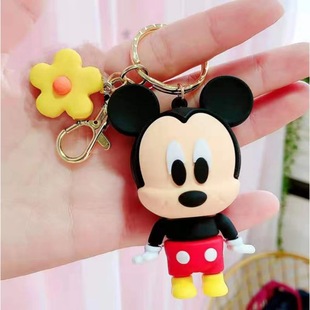 Creative cute cartoon silicone Mickey key chain ins a generation of hair key ring factory accessories couple gifts
