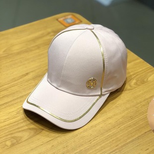 Korean Style M Letter Mark Mercerized Duck Cap for Women, Trendy and Versatile Summer Sun Protection Baseball Cap, Gold Edge Fashion