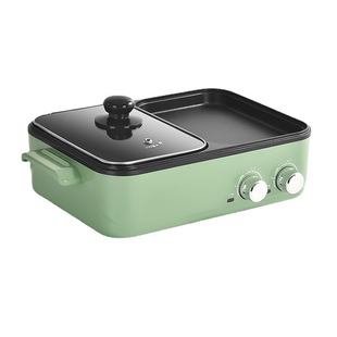 Net Celebrated Multi-functional Baking and Flushing Integrated Pot Independent Double Temperature Control Electric Hot Pot New Uncoated Electric Hot Pot