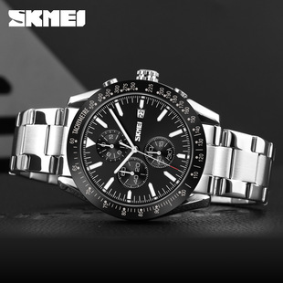 Time Beauty Fashion multi-functional three-dimensional dial men's business watches men's students waterproof steel band quartz watch wholesale