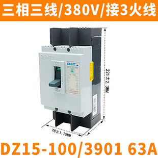 Zhengtai DZ15-40/2901 2p molded case circuit breaker 3p air switch 100/3902 40A 63A 100A
