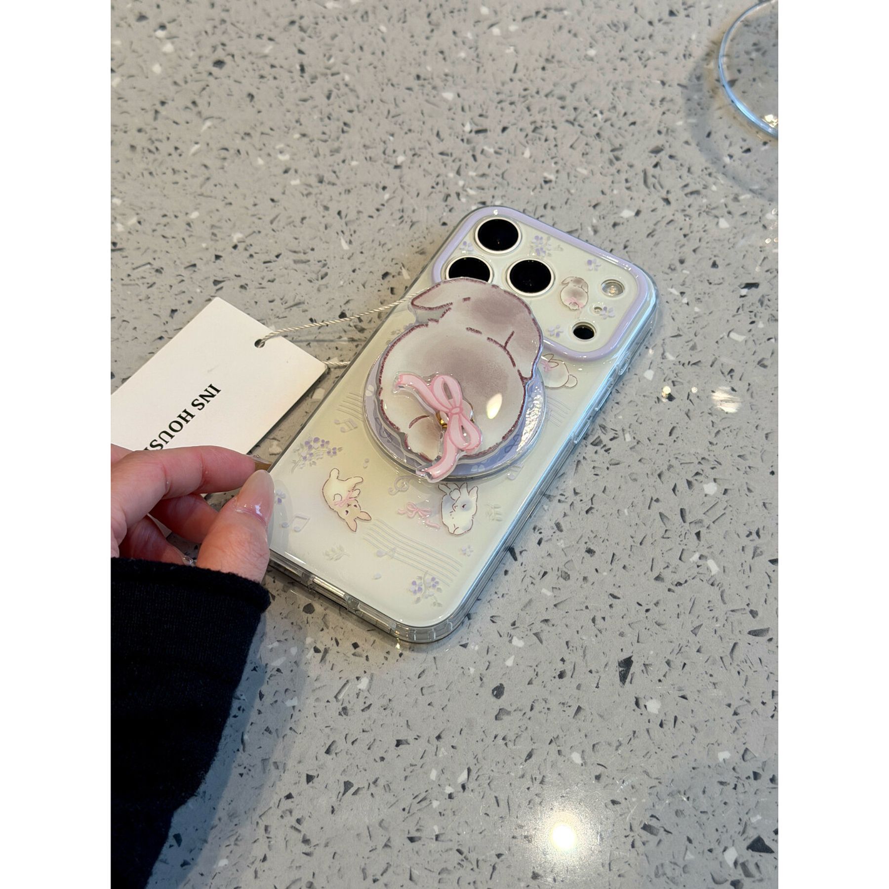 Cute and soothing musical note floral bunny magnetic case for iPhone 17 Pro Max and Apple 16.5