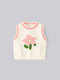 New Children's Sweater Thin Vest Korean Style Cartoon Knitted Vest Men's Autumn Girl's Class A Pullover