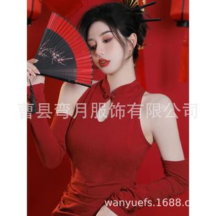 Studio photo clothing New Year retro red photography Chinese cheongsam Dance Art Photo performance girl photo clothing