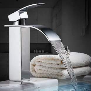 Black stainless steel basin hot and cold faucet hotel toilet washbasin bathroom cabinet square waterfall faucet
