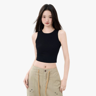 Solid Color Camisole for Women with Elastic Breast-Covering Summer Outer Wear Bottoming Spandex Yarn Sleeveless Beautiful Back Top