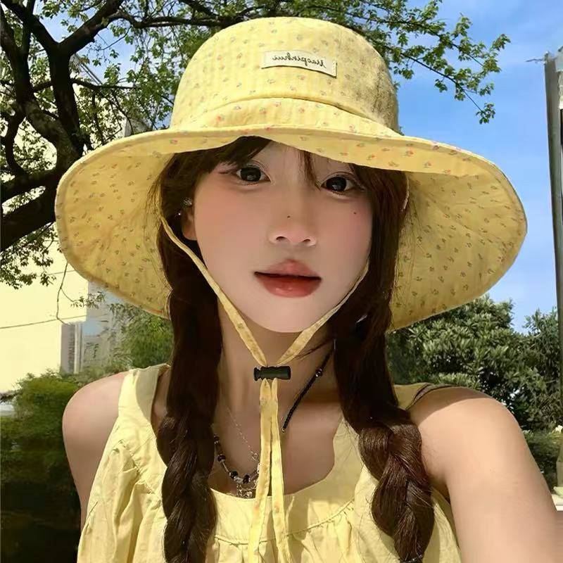 Spring and Summer Fisherman Hat Women's New Sunscreen Hat Fashion Basin Hat Big Head Wai Summer Sun Hat Big Brim Sun Hat