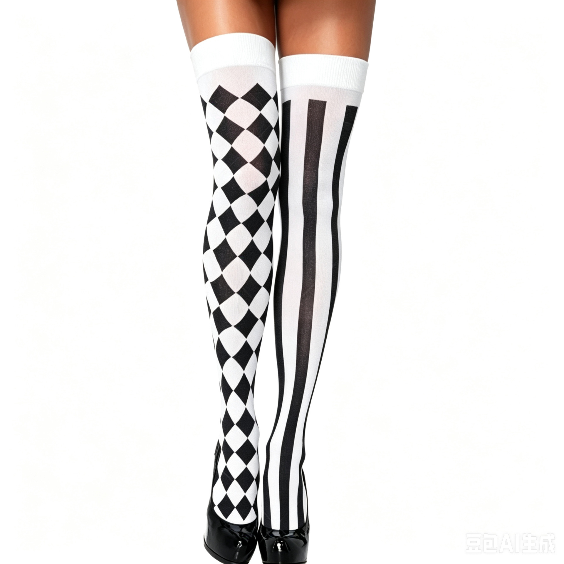 Cross-border Halloween Printed Socks with Heart-Shaped Diamond Pattern, Long Tube, Party Cosplay Over-the-Knee Stockings, Direct from Manufacturer