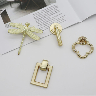 Zinc alloy handle simple high luxury ring window door single hole solid gold copper drawer cabinet bedside table door