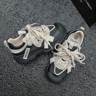 Shougu genuine goods popular genuine leather milk cover shoes for women 2023 autumn and winter New thick bottom increased casual lightweight daddy shoes fashion