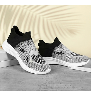 2023 autumn new casual shoes breathable flying woven sneaker men's slip-on lightweight all-match running shoes