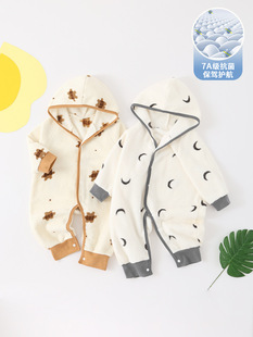 Baby's jumpsuit spring and autumn warm hooded baby's thick climbing suit three-dimensional bear climbing suit