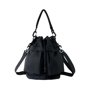 Cross-border Casual Large Capacity Shoulder Bag 2024 New Fashionable Portable Drawstring Bucket Bag Shoulder Crossbody Bag