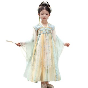 2025 для девочек Hanfu Весенний и Осенний Новый национальный стиль Tang одеваются комбинезонная юбка для девочек повседневная юбка для детей в китайском стиле
