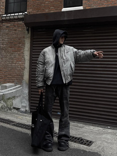 Retro Waste Earth Wind Pleated Design Flying Suit Baseball Suit Cotton Coat American Hip Hop Winter Coat Warm Cotton Coat Fashion