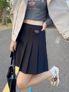 Pleated Skirt Women's Summer 2023 New Grey Skirt High Waist A- Line Slimming College Style jk Short Skirt for Spring and Autumn