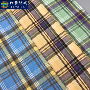 Cotton Plaid Fabric Spot Yarn-dyed Farm Style Green Colorful Plaid American Shirt Dress Fabric