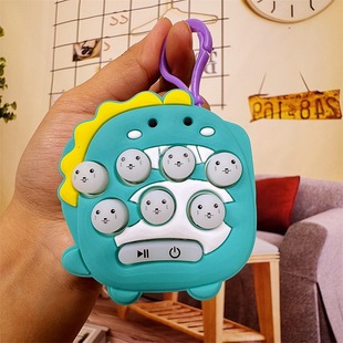 Cross-border fun cartoon mini hamster handheld game machine press music decompression puzzle key chain gift wholesale