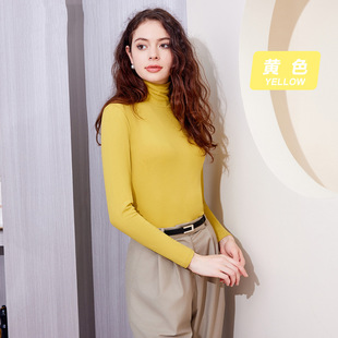 Xue Zhongfei Autumn and Winter New Fashionable All-match Round Neck Middle Neck Inner Neck Not Bloated Sanding Women's Semi-high Neck Base Shirt
