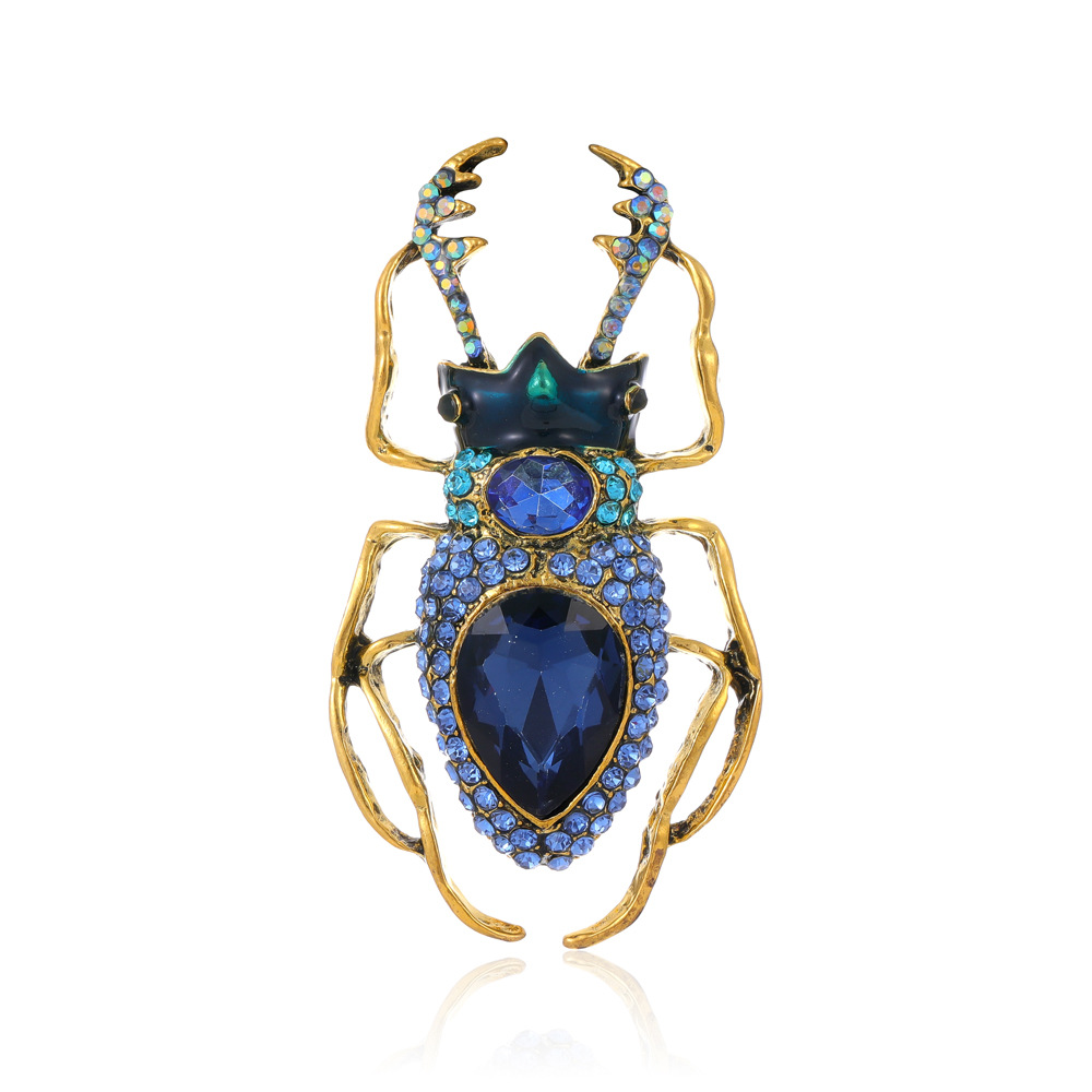 Punk style Beetle Diamond brooch insect insect alloy pin coat corsage European and American large clothing accessories