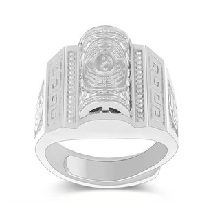 990 pure silver gossip ring men's domineering index finger ring wide version personalized plate finger rotatable opening birthday gift