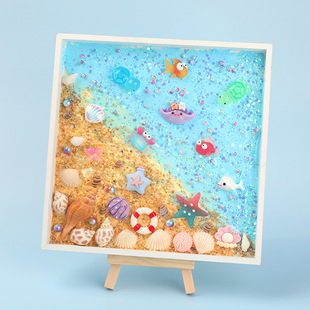 Miaojia children diy handmade cream plastic tray painting parent-child creative ocean texture picture frame painting material package wholesale