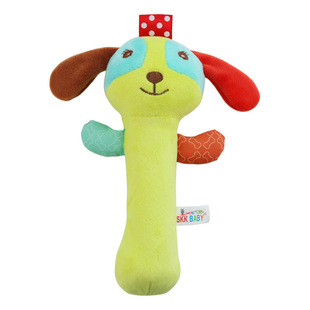 earthmama infant comforter doll rattle toy animal hand shake stick with BB device early education hand drum