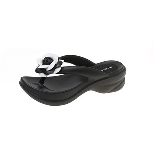 Camellia Slippers Women's Summer Outwear Fashion Beach Shoes EVA Sandals Lightweight Thick Sandals Beach Thick-soled Flip Flops