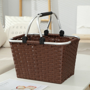 Hand-woven storage basket outing picnic basket portable vegetable and fruit picking basket with handle storage basket in stock wholesale