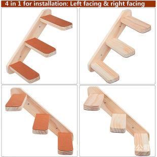 Wooden Cat Climbing Rack Pet Springboard Stair Cat Toy Pet Multi-layer Cat Rack Wooden Wall-hanging Cat Climbing Ladder