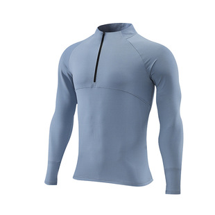 Men's Spring and Autumn Fitness Long-sleeved T-shirt Quick-drying Clothes Basketball Running Yoga Sportswear Half-zipper Slim-fit Training Clothes