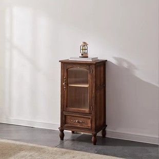 American Solid Wood Bucket Cabinet Storage Cabinet with Door Wall Cabinet for Small Apartment Living Room TV Side Cabinet Storage Small Wine Cabinet New