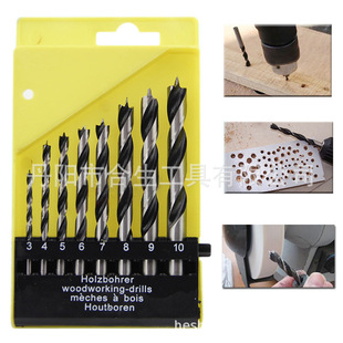 Cross-border 8pc plastic box 3-10mm three-tip carpentry drill carpentry drilling DC branch drill drilling electric drill