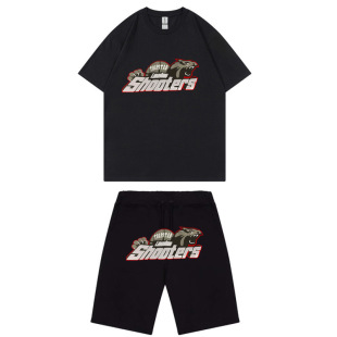 2024 foreign trade new casual short sleeve shorts suit red black tiger head printed T-shirt suit sweethearts outfit