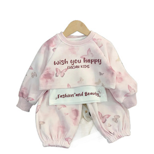 Girls' Spring and Autumn suit 2024 New Stylish Fashionable Baby Girl Sports Leisure Three-piece Korean Children's Wear
