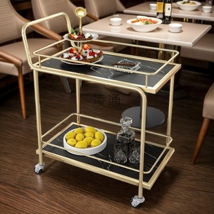 Dining Car Trolley Hotel Restaurant Wine Food Delivery Car Cake Tea Multi-layer Trolley Golden Trolley