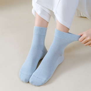 Socks for Women in Spring and Summer Thin Mid-Calf Socks Pure Cotton Deodorant and Sweat-Absorbent Summer Mesh Breathable Antibacterial Women's Stockings
