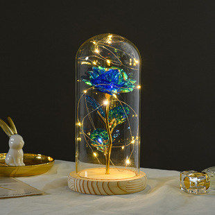 Gold foil flower glass cover Rose glass cover luminous led Valentine's Day gift Christmas gift cross-border supply