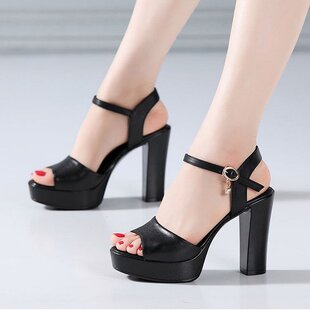 2024 Summer Thick Heel Sandals Comfortable Elegant Open Toe Sandals Waterproof Platform High Heel Buckle Sandals for Women