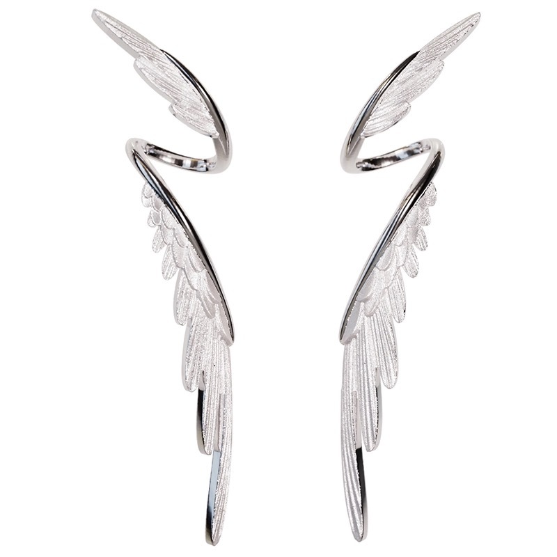 Angel Wing Earrings: Niche, Light Luxury, High-End Feather Earrings for Men and Women, Fashionable and Exaggerated Long Wing Ear Accessories