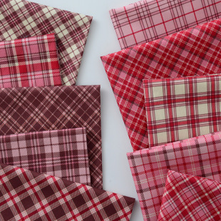 Fabric Cotton Handmade Clothing Short Skirt Newborn Long Sleeve Plaid Simple DIY Headwear Book Clothes Cotton Plaid Pattern