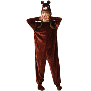 Halloween animal performance cosplay costume cute brown bear jumpsuit wholesale cartoon home wear